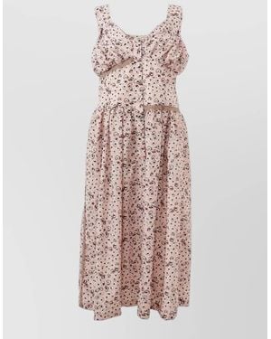 Lardini Leopard-Print Sleeveless V-Neck Midi Dress - Multicolour