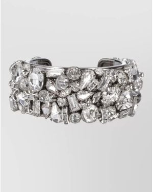 Dries Van Noten Crystal Cuff Bracelet Open Ended Design - Metallic