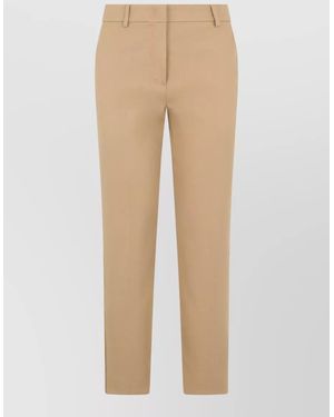 Weekend by Maxmara Straight Leg Cotton Pants Tailored Style - Natural