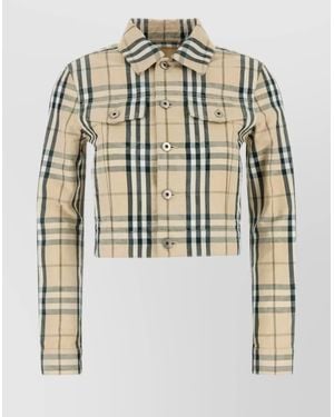 Burberry Checked Pattern Embroidered Denim Jacket - Metallic