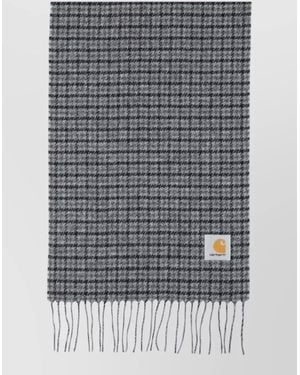 Carhartt Checked Scarf Fringed Edge Pattern Design - Grey
