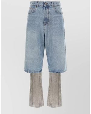 GIUSEPPE DI MORABITO Crystal-Embellished Wide-Leg Jeans - Blue