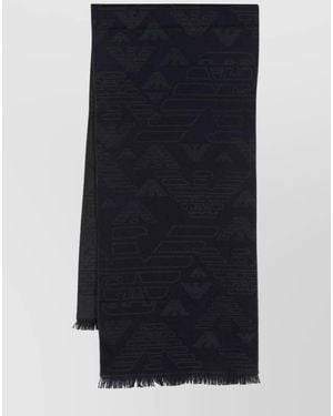 Emporio Armani Wool Logo-Jacquard Scarf - Blue