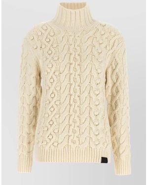 Stella McCartney Virgin Wool Cable-Knit Turtleneck Sweater - Natural