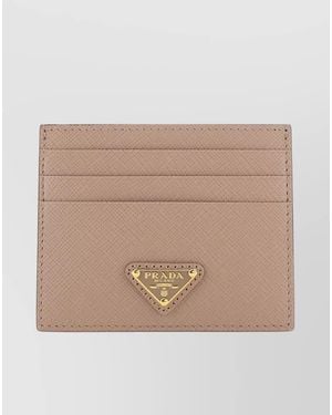 Prada Textured Leather Card Holder - Natural
