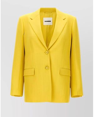 Jil Sander Silk Single-Breasted Blazer - Yellow