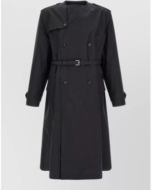 Prada Double Breasted Cotton Trench Coat - Black