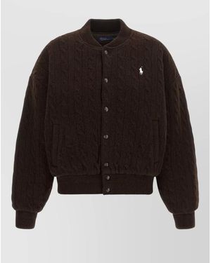 Polo Ralph Lauren Wool Cashmere Braided Bomber Jacket - Black