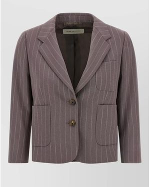 Dries Van Noten Pinstripe Single-Breasted Wool Blazer - Brown