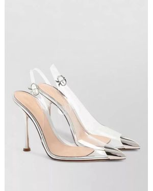 Gianvito Rossi Glass Metal Court Shoes Pointed Toe Stiletto Strap - Natural
