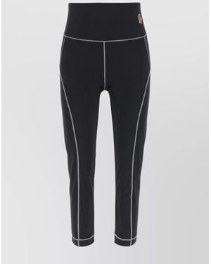 Moncler Leggings With Logo Patch And Contrast Stitching - Black