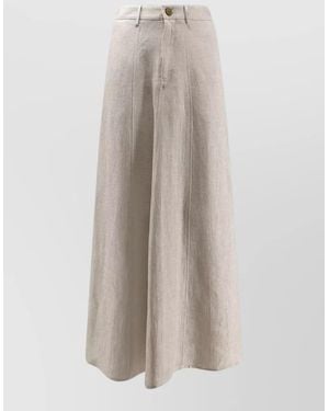 Alysi Linen Flared A-Line Skirt - Natural