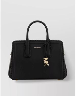 Michael Kors Handbag Leather Braided Trim - Black