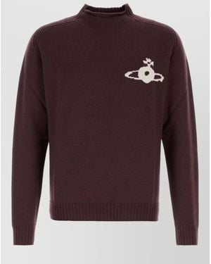Vivienne Westwood Wool Fisherman Jumper Embroidered Design - Purple