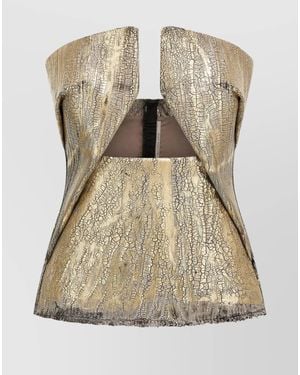 Rick Owens 'Prong Woven' Strapless Metallic Cropped Top - Natural
