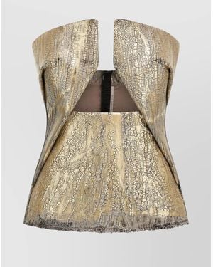 Rick Owens 'Prong Woven' Strapless Metallic Cropped Top - Natural