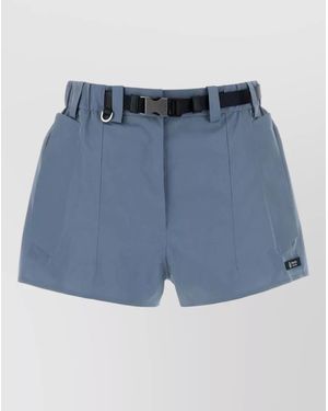 Prada Canvas Shorts Belt Loops Pleated Front - Blue