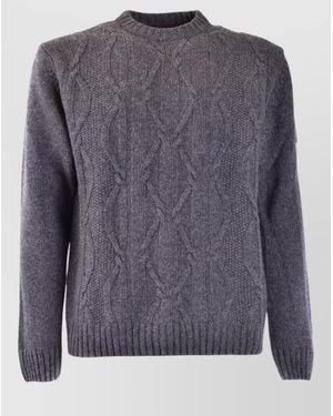 Peuterey Cable Knit Sweater Ribbed Cuffs Hem - Gray