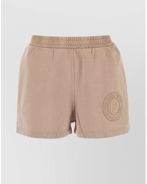 Fendi Cotton Logo-Print Jersey Short Shorts - Brown