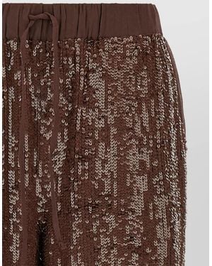 P.A.R.O.S.H. Sequin Straight-Leg Pajama Bottoms - Brown
