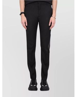 McQueen Virgin Wool Tailored Trousers - Black