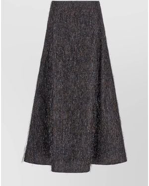 Peserico Metallic Fringe Midi A-Line Skirt - Gray