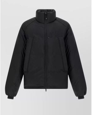 Y-3 Quilted Puffer Coat High Collar Side Pockets - Blue