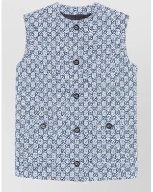 Gucci Textured Sleeveless Top All Over Pattern - Blue