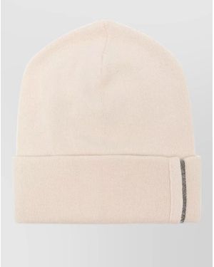 Brunello Cucinelli Ribbed Cashmere Beanie - Natural