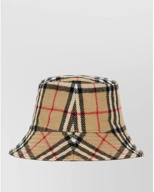 Burberry Embroidered Wool Reversible Bucket Hat - Natural