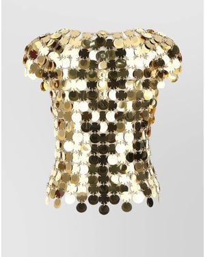 Rabanne Sequin Short-Sleeve Top - Metallic
