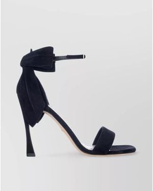 Dior Bow Detail Open Toe Suede Finish Sandals - Blue
