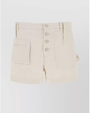 Etro Cotton Blend High-Rise Tailored Shorts - Natural