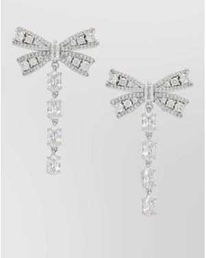 Self-Portrait Crystal Bow Drop Earrings - Multicolour