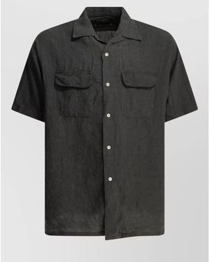 Beams Plus Linen Short-Sleeve Shirt - Black
