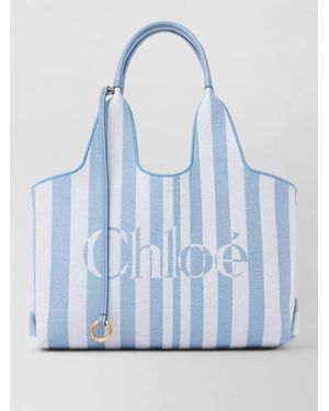 Chloé Stripy East West Jacquard Tote Bag - Blue