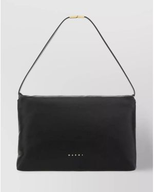Marni Prisma Large Leather Shoulder Bag - Black