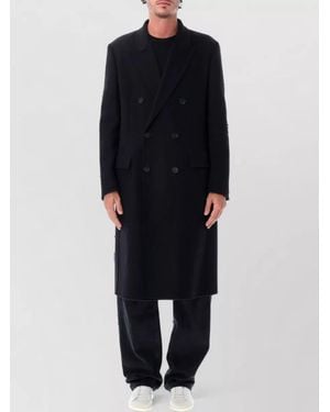 Saint Laurent Wool Knee-Length Double-Breasted Coat - Black