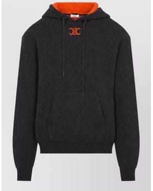 Celine Cashmere Wool Knit Hoodie - Black