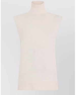 TOTEME High Neck Sleeveless Wool Silk Top - White
