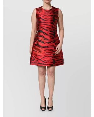 Dolce & Gabbana Tiger-Print Jacquard Mini Dress - Red