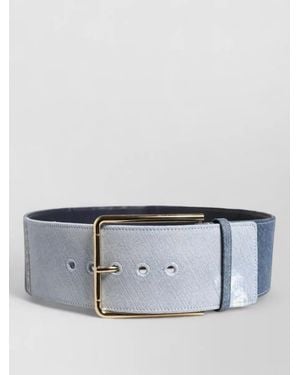 Dolce & Gabbana Two Tone Denim Belt Metal Buckle - Grey