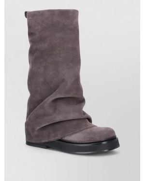 The Attico Square Toe Suede Mid Calf Pull On Boots - Brown