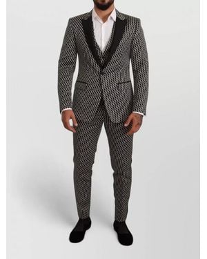 Dolce & Gabbana Checked Three Piece Tuxedo Suit - Grey