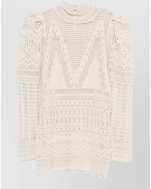 Isabel Marant Dahara Cotton Blend Top Puff Sleeves - Natural