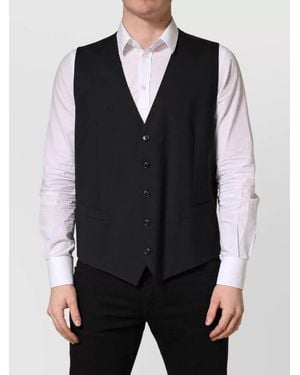 Dolce & Gabbana Virgin Wool Single Breasted Waistcoat - Black