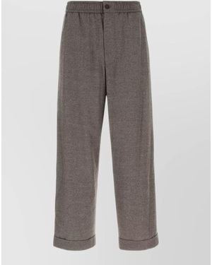 Giorgio Armani Wool Blend Pants Cuffed Hem Pockets - Gray