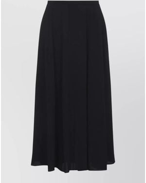 Alberta Ferretti Georgette Midi Skirt High Rise Crepe - Black