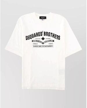 DSquared² Crew Neck Graphic Print Short Sleeve Shirt - White