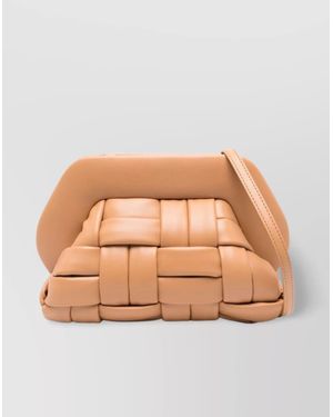 THEMOIRÈ Tia Rectangular Weaved Vegan Leather Clutch - Natural